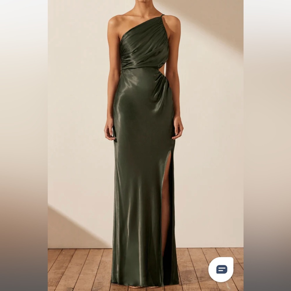 Shona Joy Olive Asymmetrical Dress - Size 4